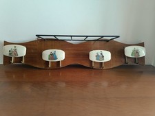 Appendiabiti da muro in legno,osso e ottone, cappelliera in ferro.. anni 40/50