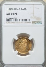 ITALIA, ORO 20 LIRE 1882 R NGC