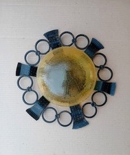 LAMPADARIO FERRO BATTUTO ANNI 80 VETRO GIALLO ANTICHIZZATO NUOVO LEGGI DESCRIZIO