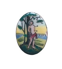 *HH* Medaglia Religiosa Votiva Devozionale Smaltata San Sebastiano Medal Sacra