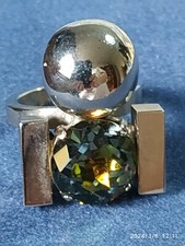 ANELLO DESIGN FIRMATO LINEA CASCIO PIETRA OPALESCENTE IDEA REGALO BIJOUX