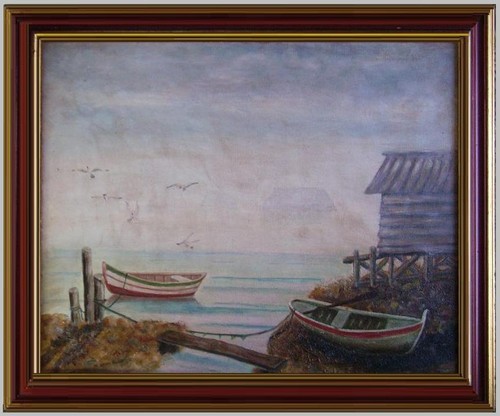 Vecchia marina barche - barche, gabbiani