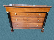 CASSETTONE IN NOCE IMPERO COLONNA PIENA CON BRONZI EPOCA XIX SECOLO RESTAURATO