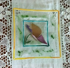 PIATTO IN VETRO DECORATO