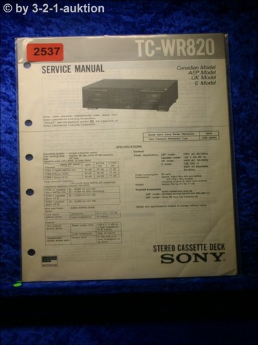 Manuale servizio sony tc - servizio,