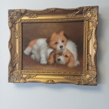 Dipinto olio su tavola cane