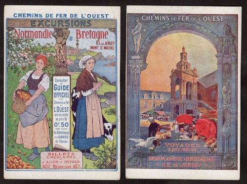 Coppia cartoline 1900 chemins - coppia,