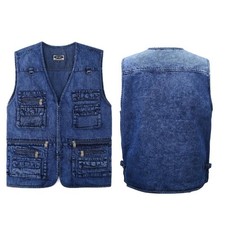 Gilet uomo denim con più