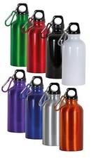 Borraccia in alluminio con moschettone 400 ml confezionata in scatola di cartone