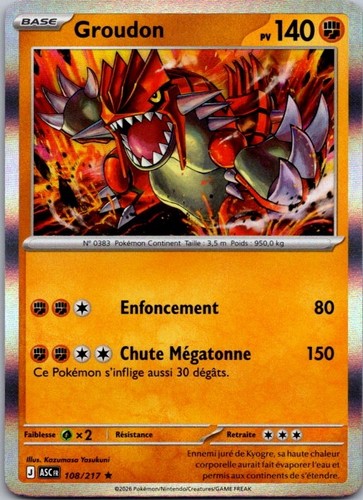 Carte pokémon groudon 108 217 - carte, 108/217
