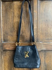 By Paloma Picasso borsa piccola nera vintage anni 80 con logo oro