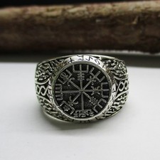 Anello bussola vichinga argento 925 uomo vichingo vegvisir thor martello rune