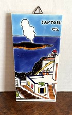 Vtg Colorful Italian Ceramic Wall Art Tile Plaque Santorini Greek Smalt House