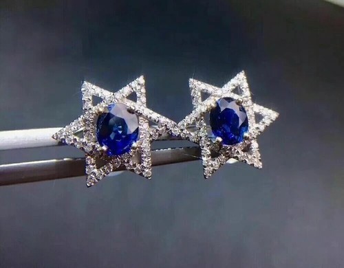 Orecchino perno zaffiro blu - orecchino,