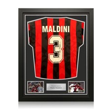 Maglia originale del AC Milan 1993-94 autografata da Paolo Maldini. Incorniciata