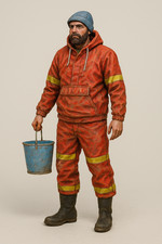 TG46 – Modellino nave scala 1/48 equipaggio: pescatore moderno che tiene un secchio