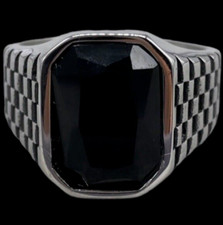 Anello uomo pietra nera onice