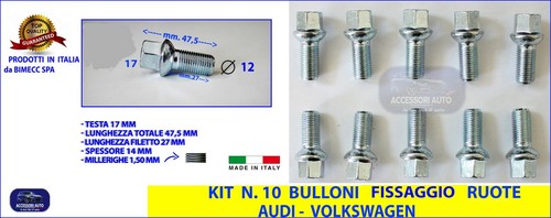 Bulloni ruote 14x testa - bulloni, 1,50