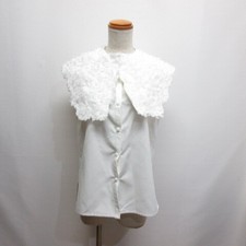 Camicia blusa senza maniche BIRTHDAY BASH bianca a 2 vie con colletto...