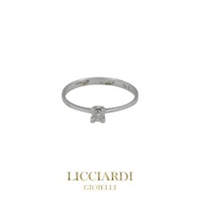 Anello solitario donna  oro bianco 18kt e diamante