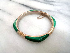 BELLISSIMO BRACCIALE CON CERNIERA IN ARGENTO STERLING E MALACHITE, EPOCA 1960.