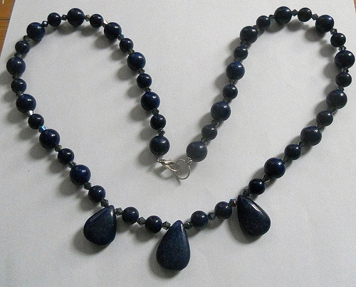 Collana perline blu pendenti - collana, blu.3
