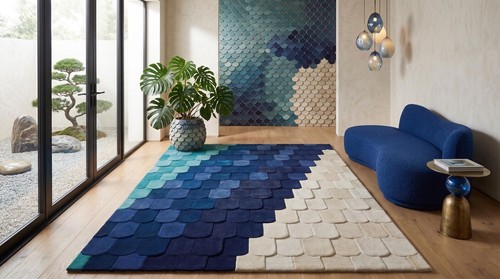 Tappeto moderno blu - , sfumato