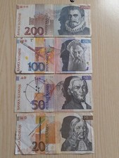 LOTTO DI QUATTRO BANCONOTE 20-50-100-200 TOLARJEV SLOVENIA  CIRCOLATE