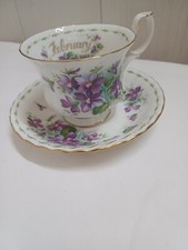 tazza + piattino cm 14 royal albert porcellana  series month mese febbraio