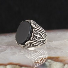 Anello uomo onice argento