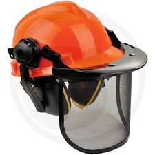 Casco Elmetto Forestale Con Visiera in Rete e Cuffie Antirumore Casco Protettivo