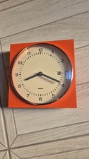 Orologio da parete arancione KRUPS di metà secolo, orologio modernista,...