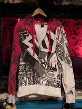 Felpa con cappuccio e zip Fox Racing MX Sasquatch Spell It Out taglia Large L Y2K alternativa