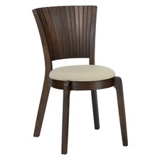 Sedia In Pregiato Legno Massello Noce Scuro SENNA Con Seduta In Similpelle