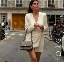 NEW ZARA DRAPED ECRU BLAZER