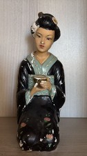 STATUA GEISHA DAMA CINESE IN GESSO DIPINTA A MANO  META' 1900