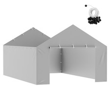 Carport Tenda da Garage Capanno da Giardino Tenda a Parete Laterale 606x398x308cm Grigio