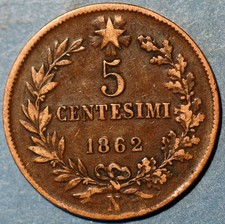 Italia 5 Centesimi 1862 Napoli