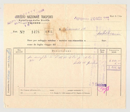 Fattura 1944 palermo - 1944,
