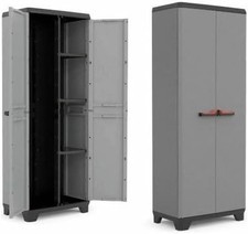 Mobile Armadio Portascope in Resina Stilo Grigio e Nero 173 x 68 x 39 cm