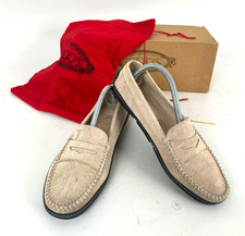 Mocassini Tod's n°38 artigianali pelle camoscio beige scatola+sacco Luxury-XXX