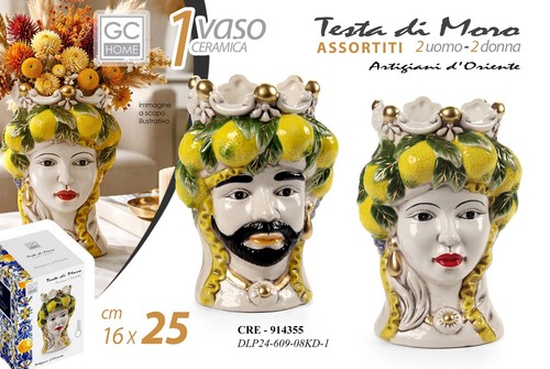 Vaso testa moro uomo donna - vaso, di