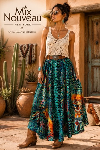 Maxi gonna astratta colorata