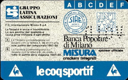 Tessera abbonamento inter - tessera,
