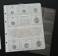 1 PAGINA X ALBUM FOGLI INSERTI  PORTA MONETE COLONIA ITALIANA UMBERTO I ERITREA