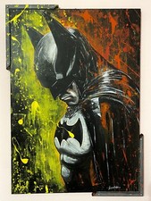 Quadro Batman Dipinto A Mano Su Tela 100x70cm