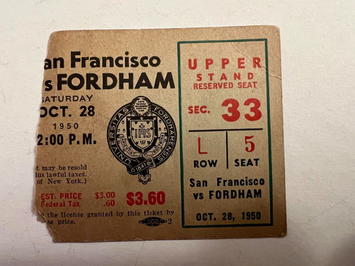 Biglietto calcio fordham - biglietto, v