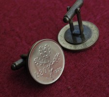 gemelli uomo vintage moneta autentica 20 lire quercia repubblica Italiana