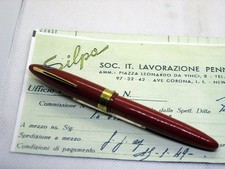 stilografica stickerata SILPA Milano resina rossa fondo magazzino NOS
