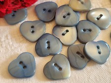 Lotto 6 Bottoni Antichi IN Madreperla Blu Forma Cuore Baby 1,7 CM Rif. 218